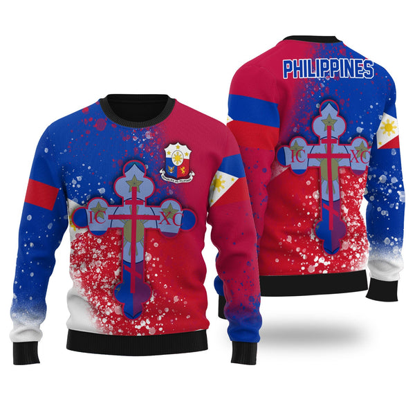 Philippines Ugly Sweater Flag & Coat Of Arms Orthodox Style