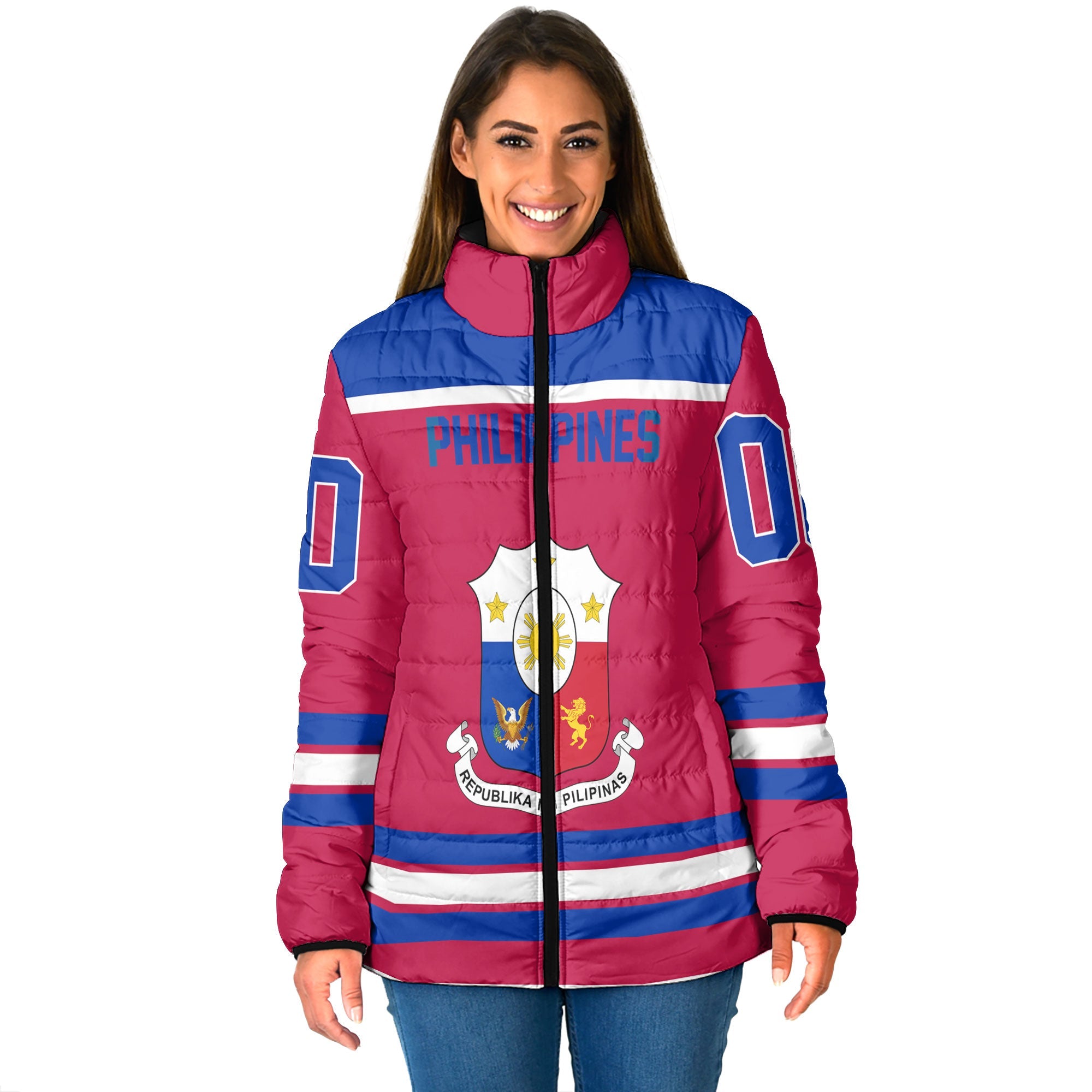 Philippines Women Padded Jacket Flag & Coat Of Arms Hockey Style