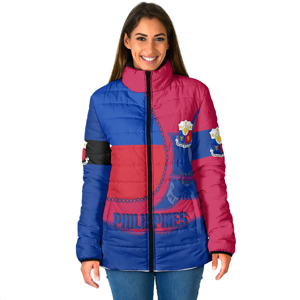 Philippines Women Padded Jacket Flag & Coat Of Arms Leather Style