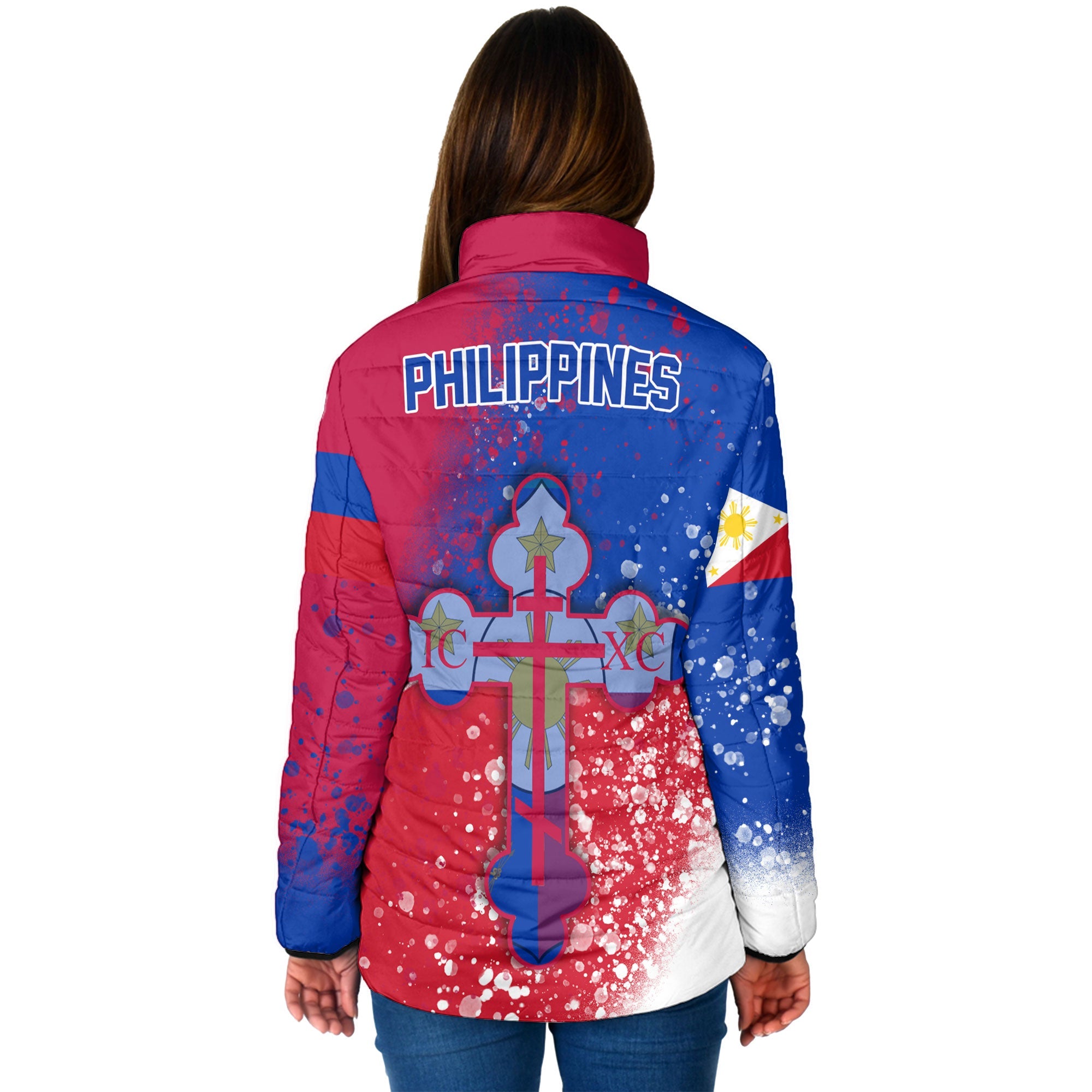 Philippines Women Padded Jacket Flag & Coat Of Arms Orthodox Style