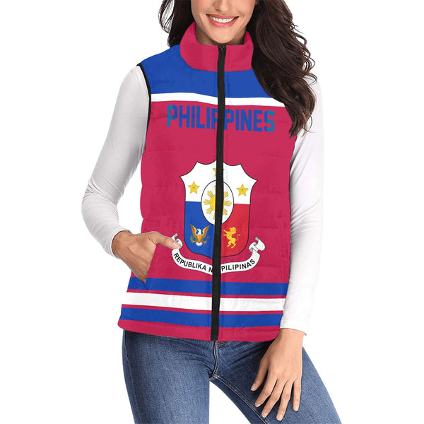 Philippines Women Padded Jacket Vest Flag & Coat Of Arms Hockey Style