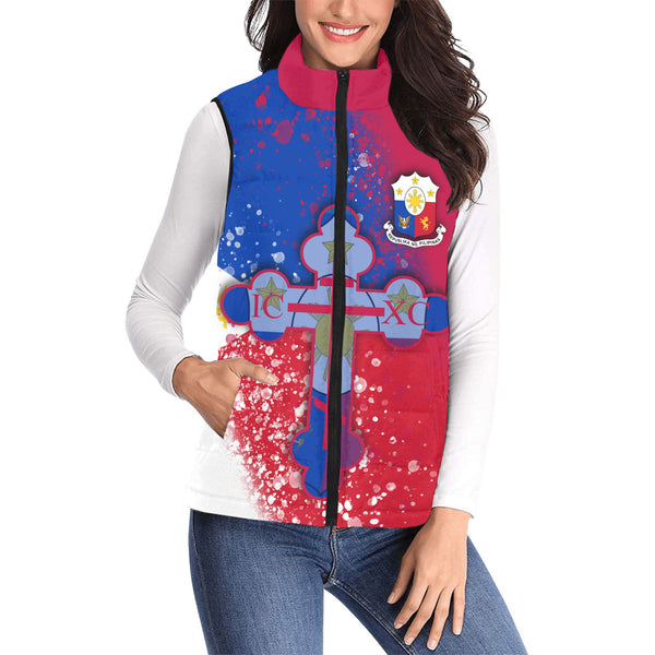 Philippines Women Padded Jacket Vest Flag & Coat Of Arms Orthodox Style