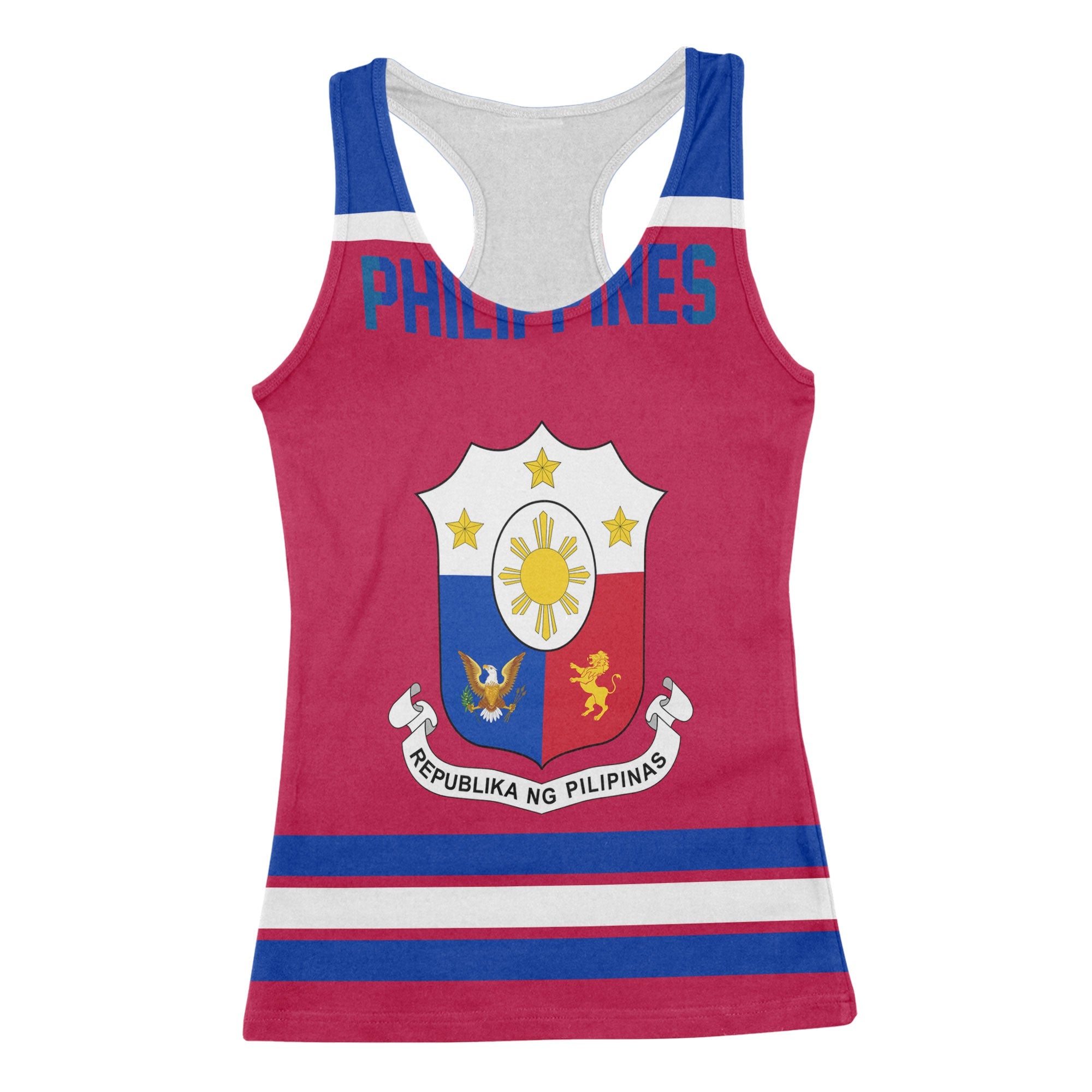 Philippines Women Tank Top Flag & Coat Of Arms Hockey Style