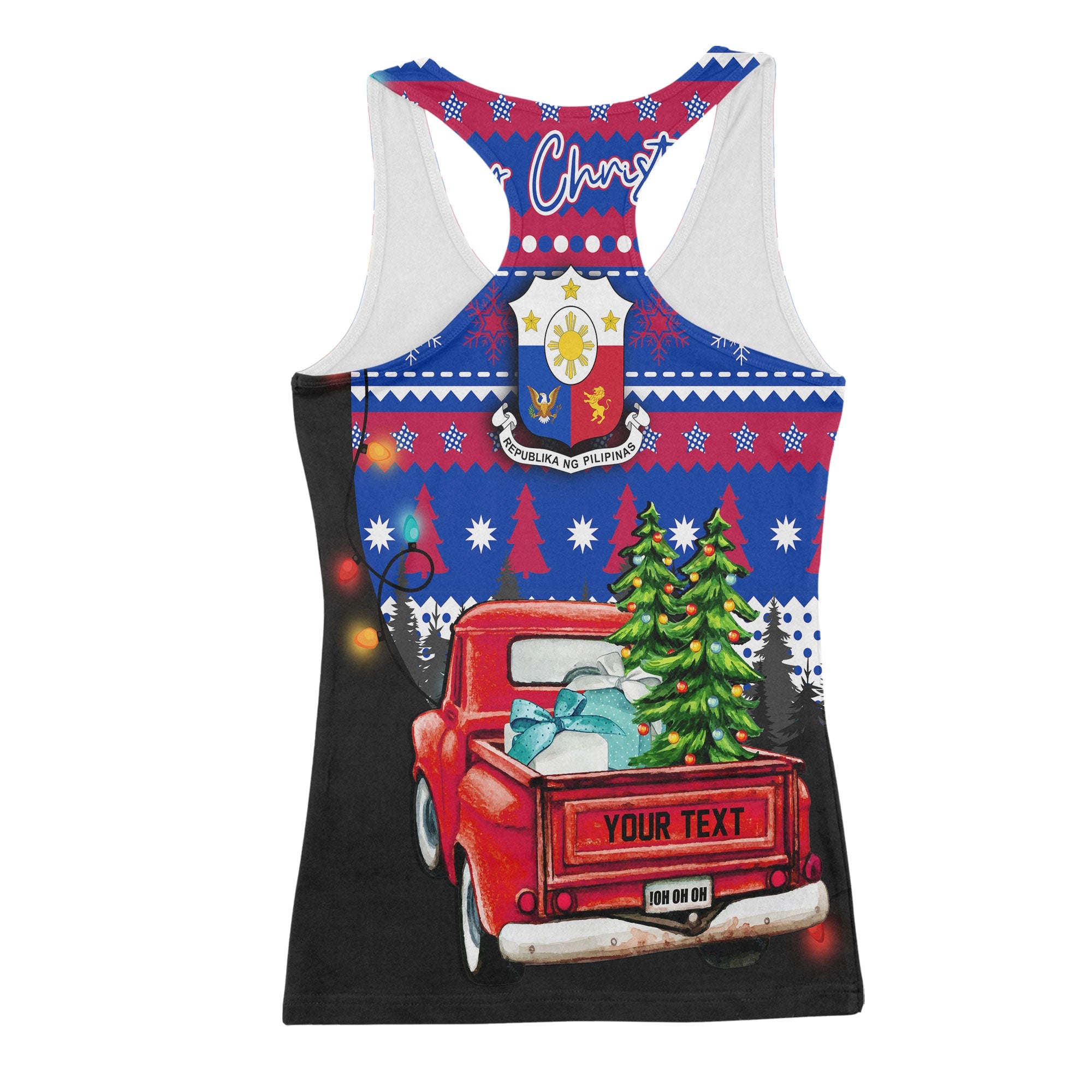 Philippines Women Tank Top Coat Of Arms Christmas Style