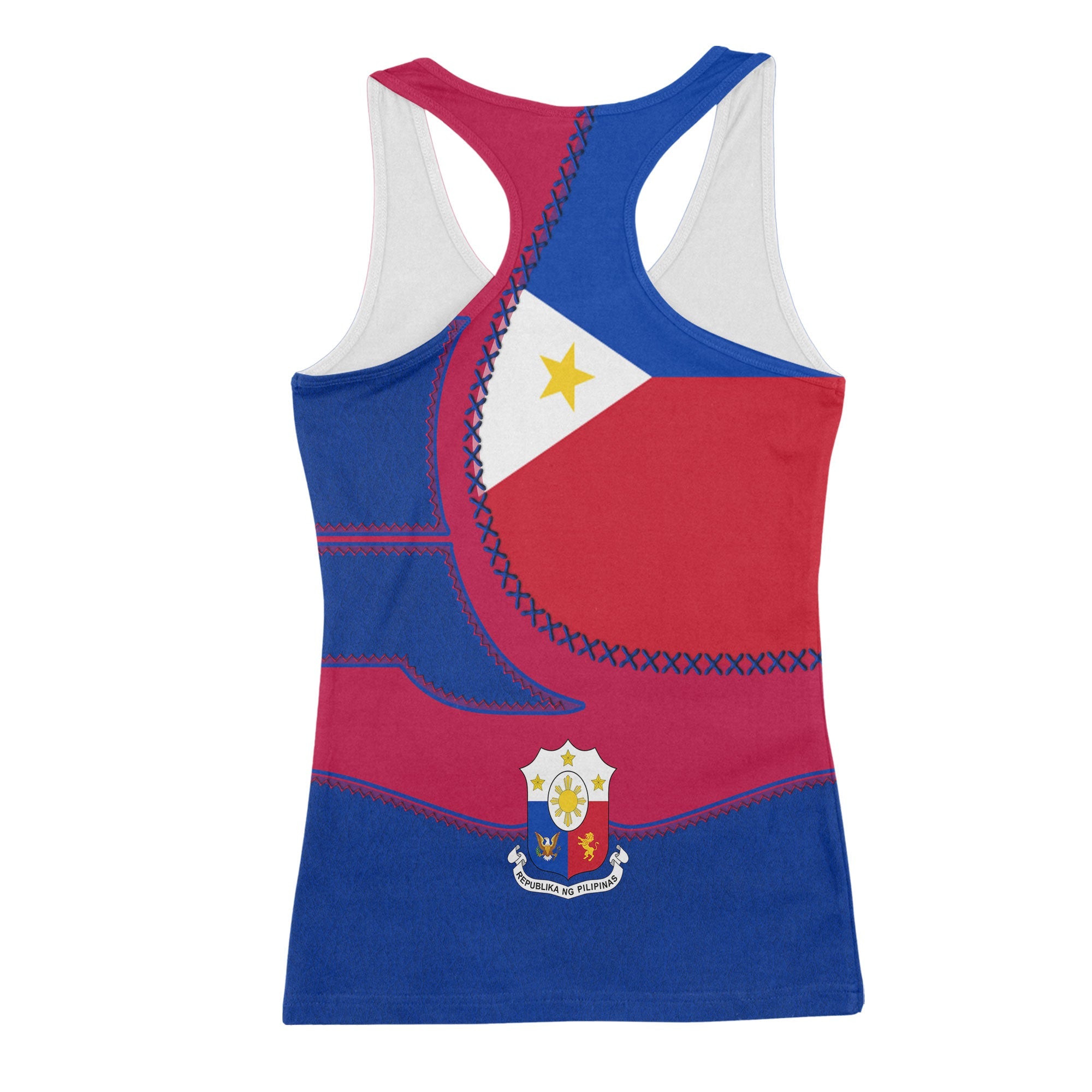 Philippines Women Tank Top Flag & Coat Of Arms Leather Style