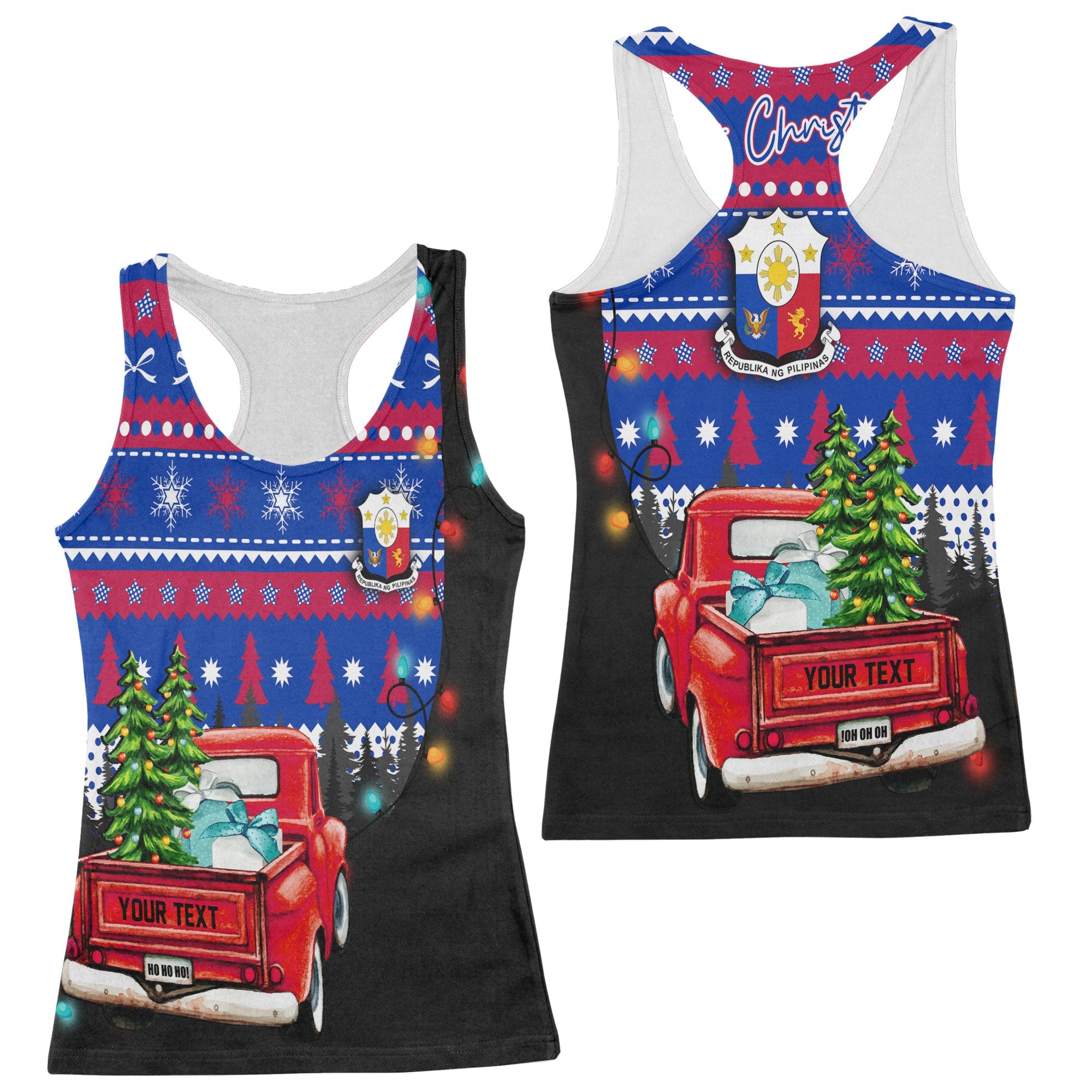 Philippines Women Tank Top Coat Of Arms Christmas Style