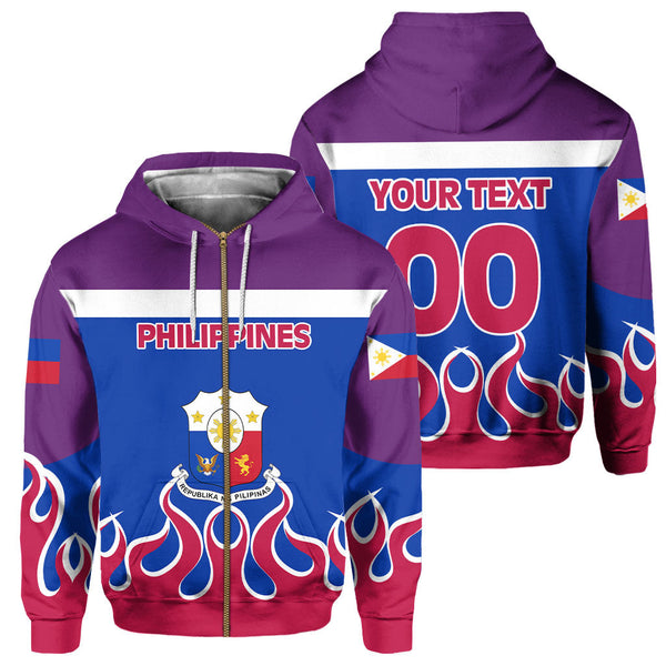 Philippines Zip Hoodie Flag & Coat Of Arms Fire Hockey Style