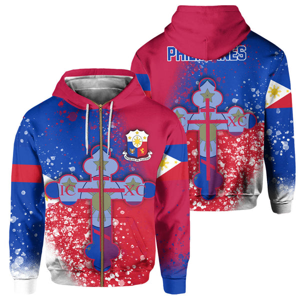 Philippines Zip Hoodie Flag & Coat Of Arms Orthodox Style