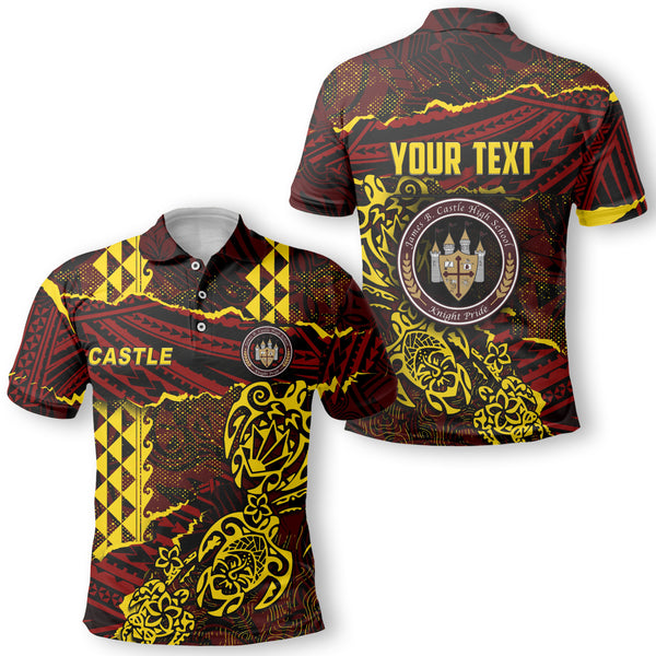 Hawaii Castle High School Custom Polo Polynesian Turtle Style