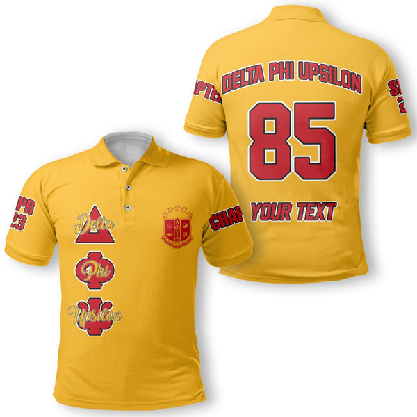 Fraternity Polo - Personalized Delta Phi Upsilon Polo Original Yellow Style