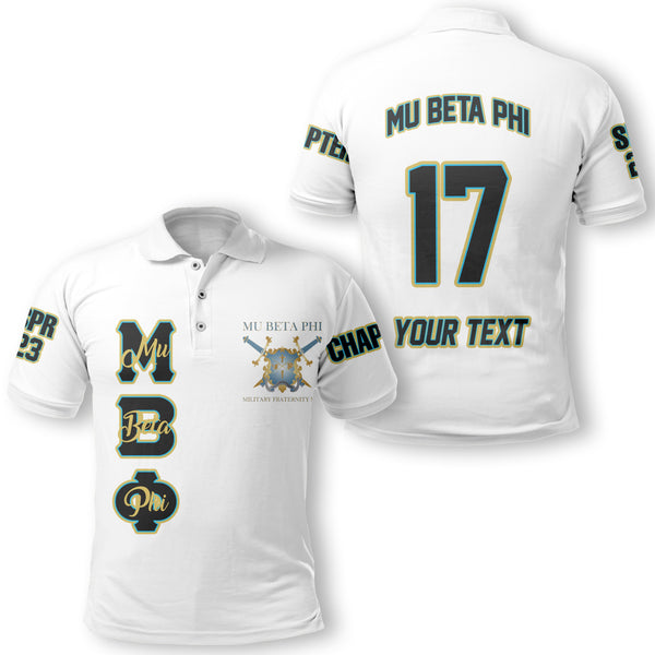 Fraternity Polo - Personalized Mu Beta Phi Polo Original White Style