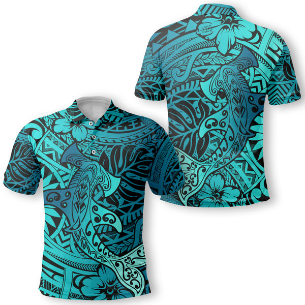 Hawaii Hammerhead Shark Polo Light See Blue Style