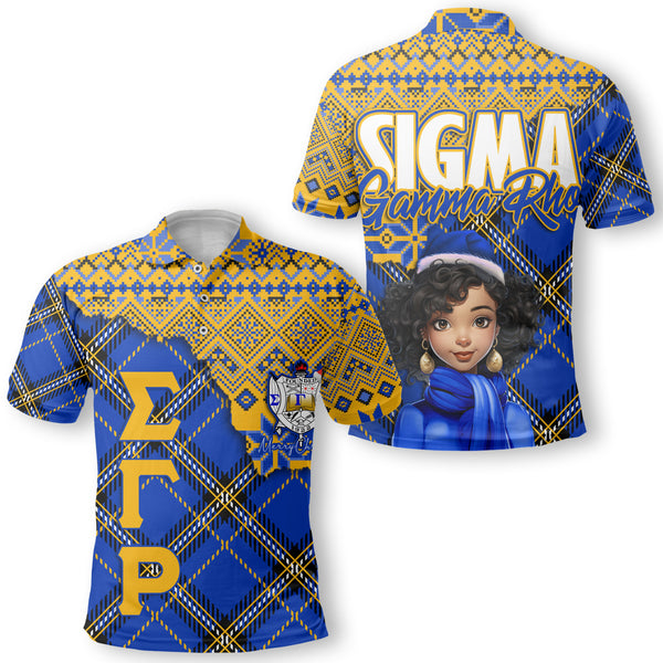 Sorority Polo - Christmas Sigma Gamma Rho Girl Polo Plaid Background Style