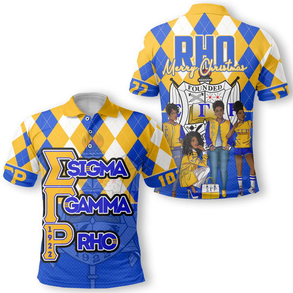 Sorority Polo - Christmas Sigma Gamma Rho Girl Polo Rhombus Pattern Style