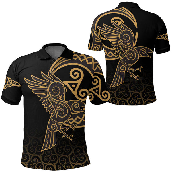 Viking Polo Shirt Raven Celtic Triskele Style