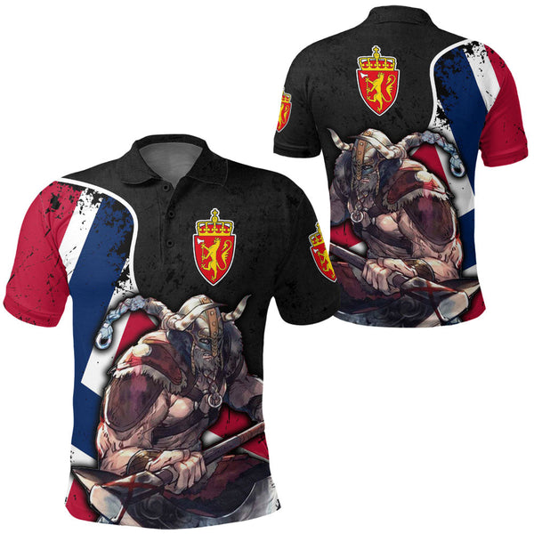 Viking Polo Shirt Norway Warriors Brush Style