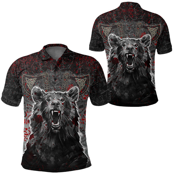 Viking Polo Shirt Viking Berserker Bear Blood