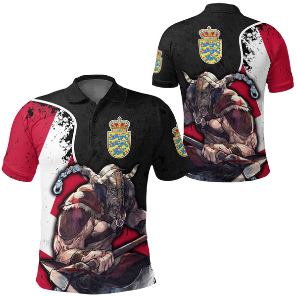 Viking Polo Shirt Denmark Warriors Brush Style