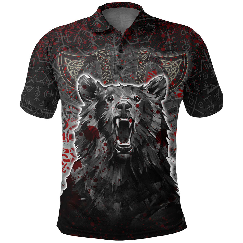 Viking Polo Shirt Viking Berserker Bear Blood