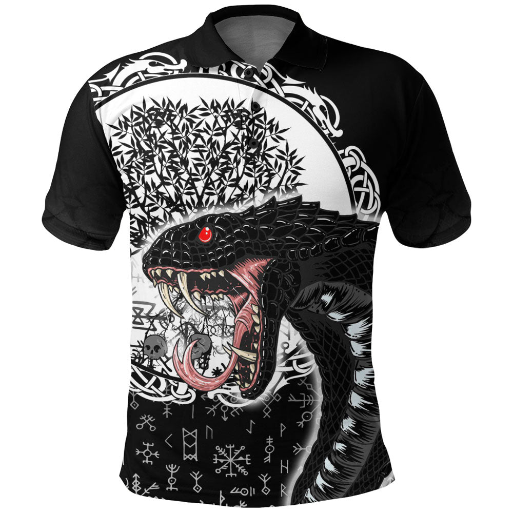 Viking Polo Shirt Jormungandr and Yggdrasil