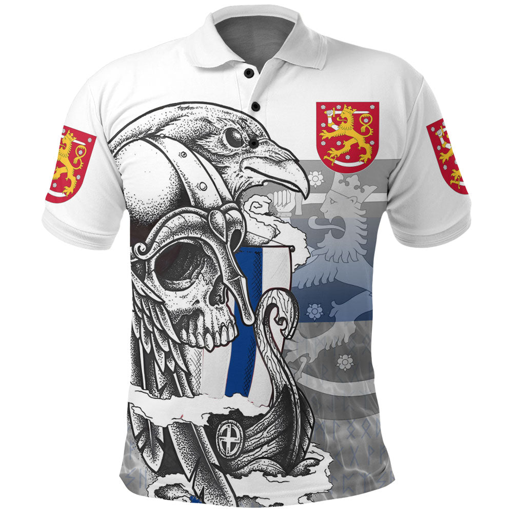 Viking Polo Shirt Iceland Raven Drakkar and Skull