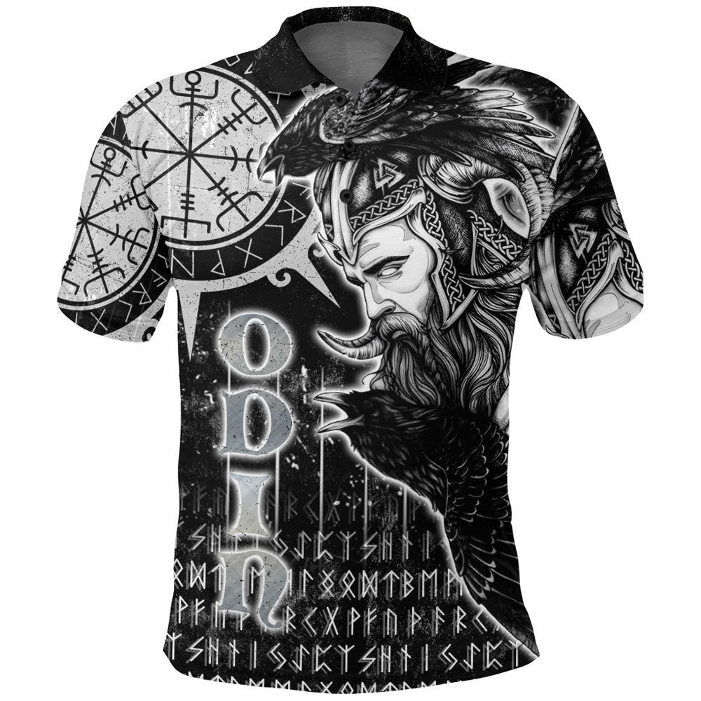 Viking Polo Shirt Odin Hugin and Munin Vegvisir Style