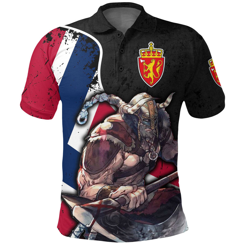 Viking Polo Shirt Norway Warriors Brush Style