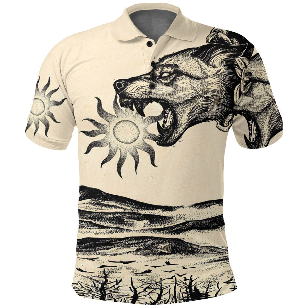 Viking Polo Shirt Viking Wolf Skoll Vintage Style