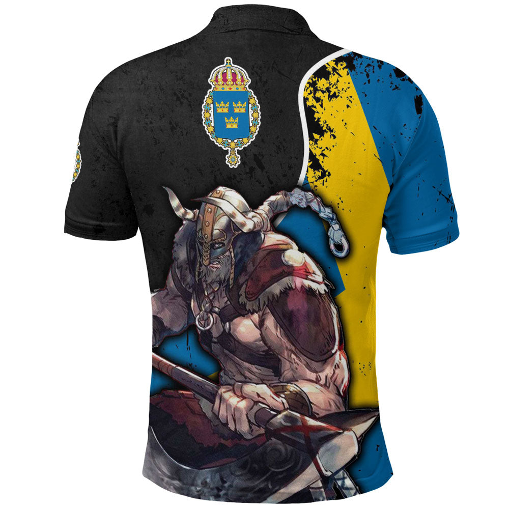 Viking Polo Shirt Sweden Warriors Brush Style