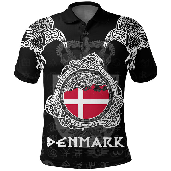 Viking Polo Shirt Denmark Style Double Raven of Odin