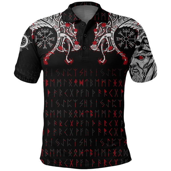 Viking Polo Shirt Double Dragon Tattoo And Vegvisir Blood