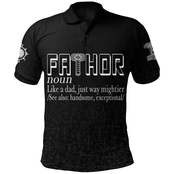 Custom Viking Polo Shirt Fathor with Mjolnir