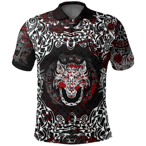 Viking Polo Shirt Fenrir Viking Blood 3D