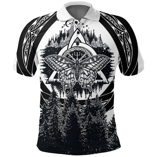 Viking Polo Shirt Butterfly Style Celtic Of Pine Forest