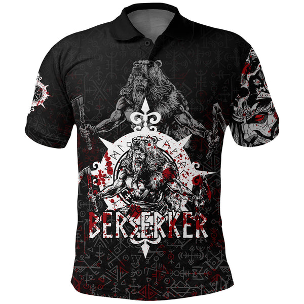 Viking Polo Shirt Berserker Blood and Vegvisir