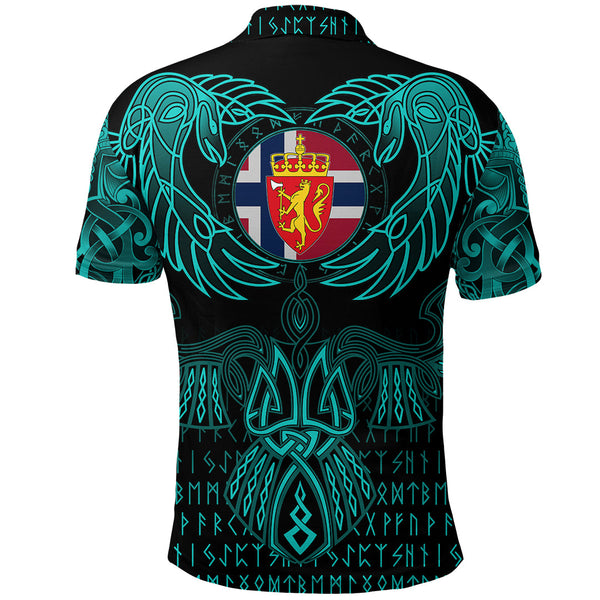 Viking Polo Shirt Sami Valknut of Odin Cyan