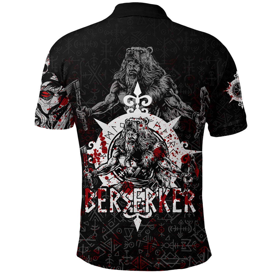 Viking Polo Shirt Berserker Blood and Vegvisir