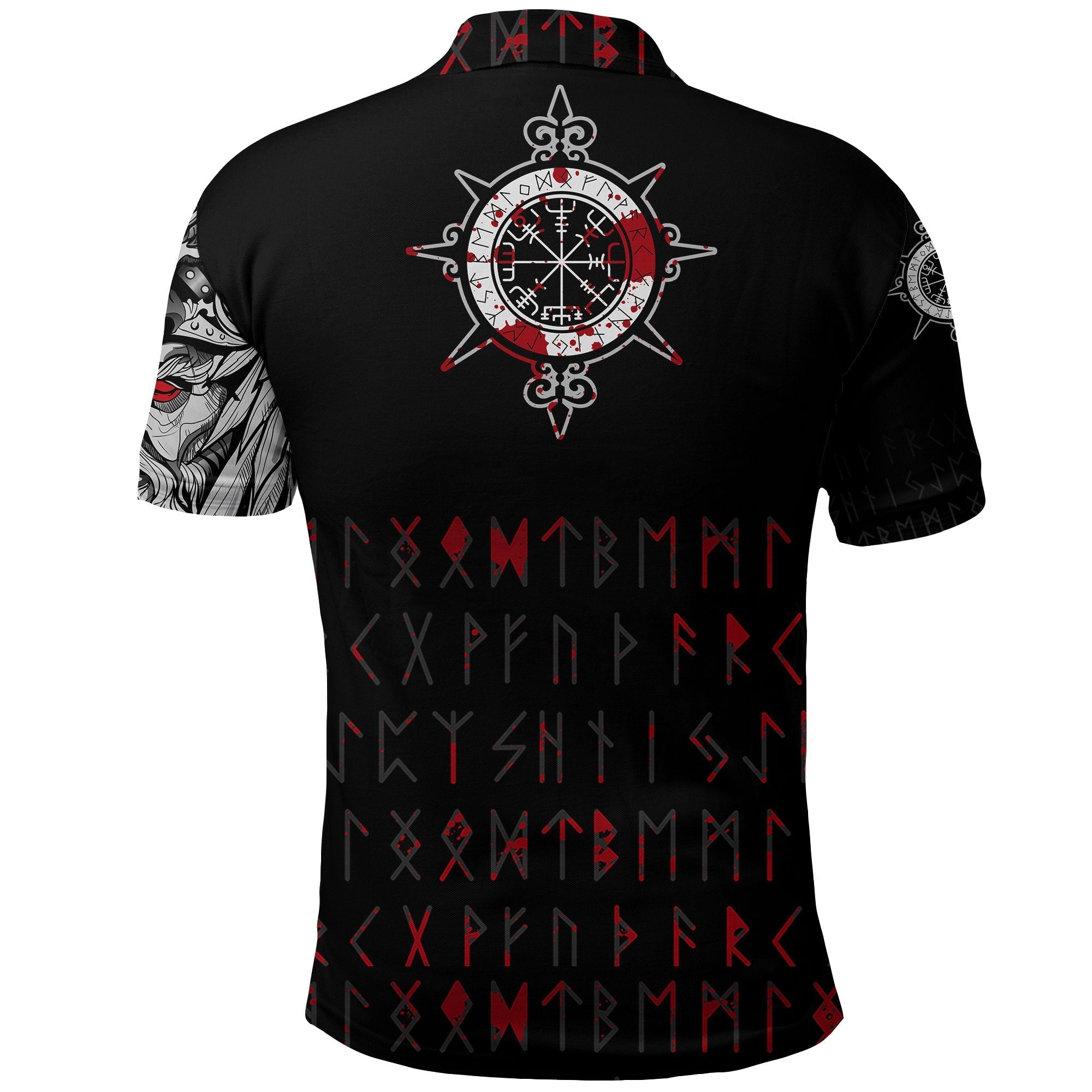 Viking Polo Shirt Double Dragon Tattoo And Vegvisir Blood