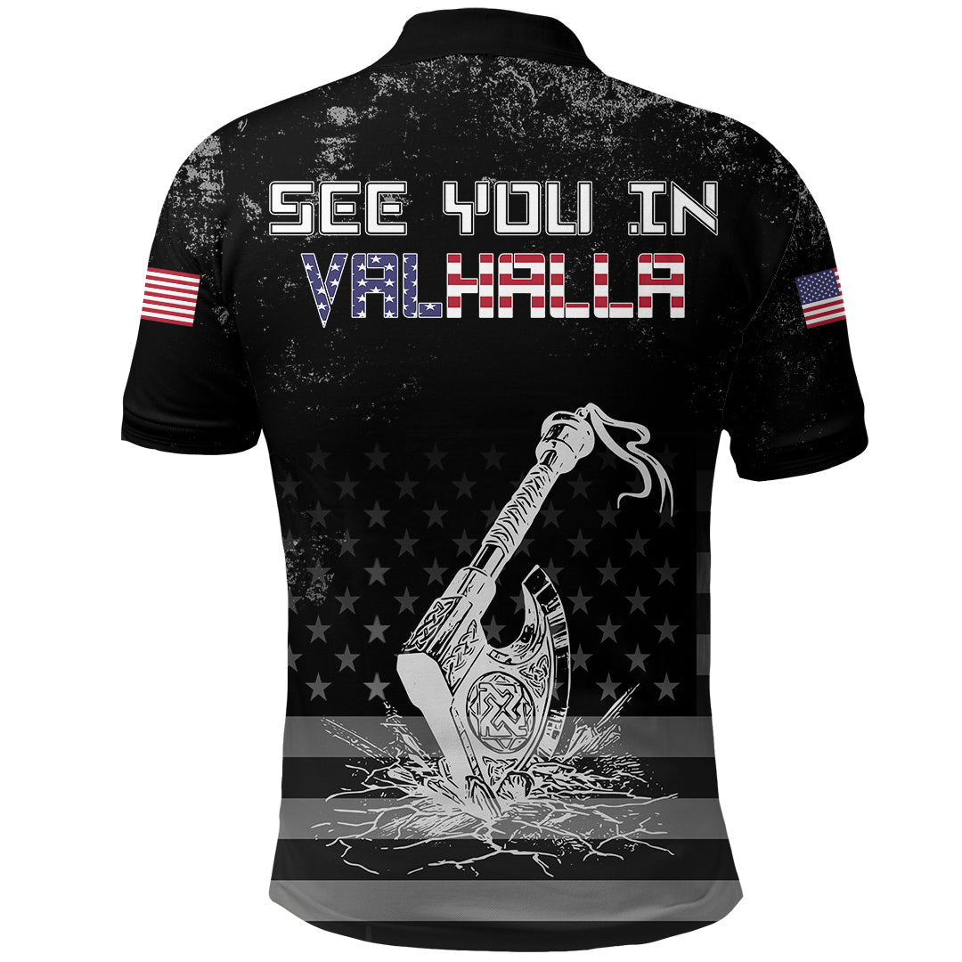 Viking Polo Shirt American Viking “See You In Valhalla”