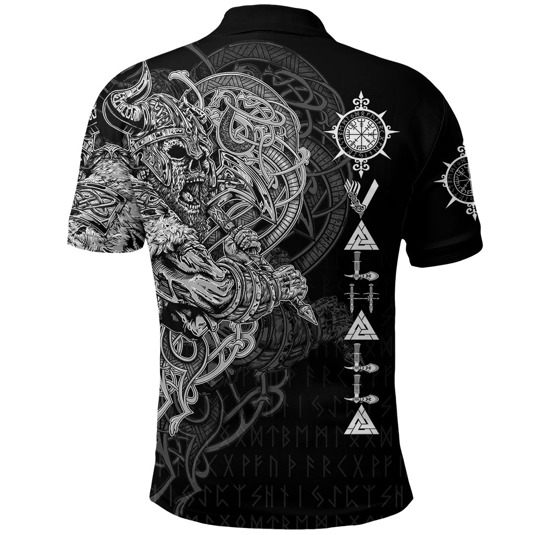 Viking Polo Shirt Viking Warrior Valhalla Style Vegvisir