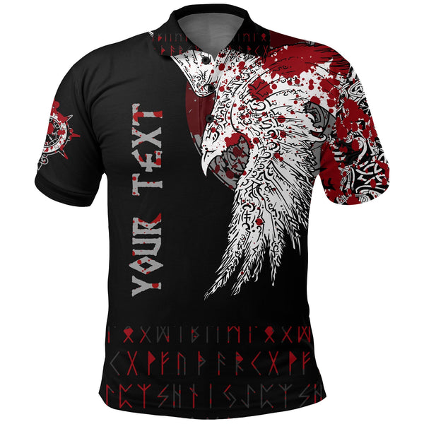 Custom Viking Polo Shirt Mystical Raven Tattoo Blood