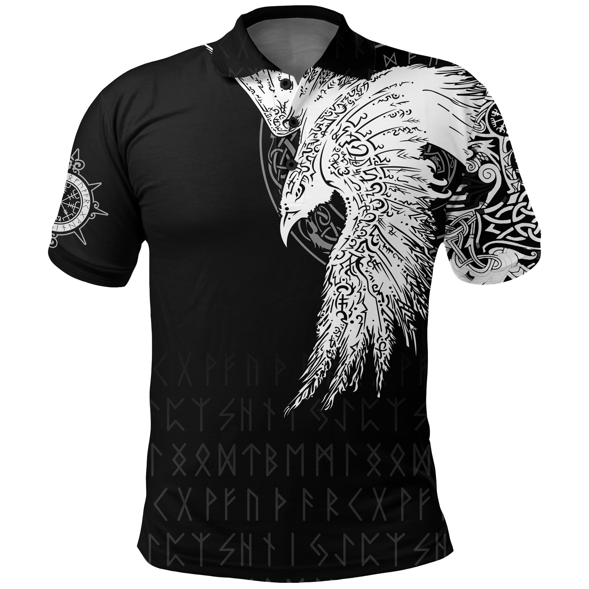 Viking Polo Shirt Mystical Raven Tattoo Special