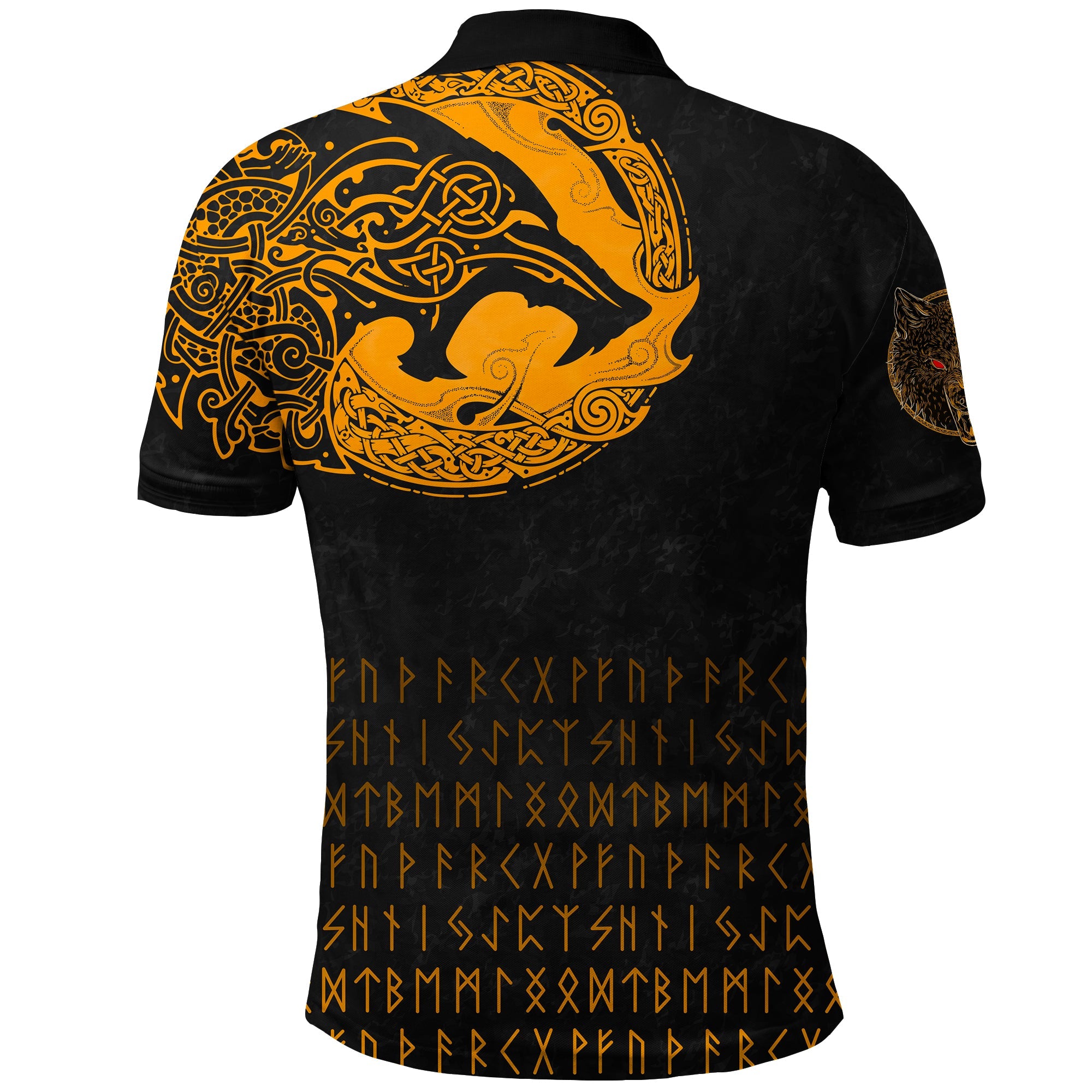 Viking Polo Shirt Fenrir Wolf Orange