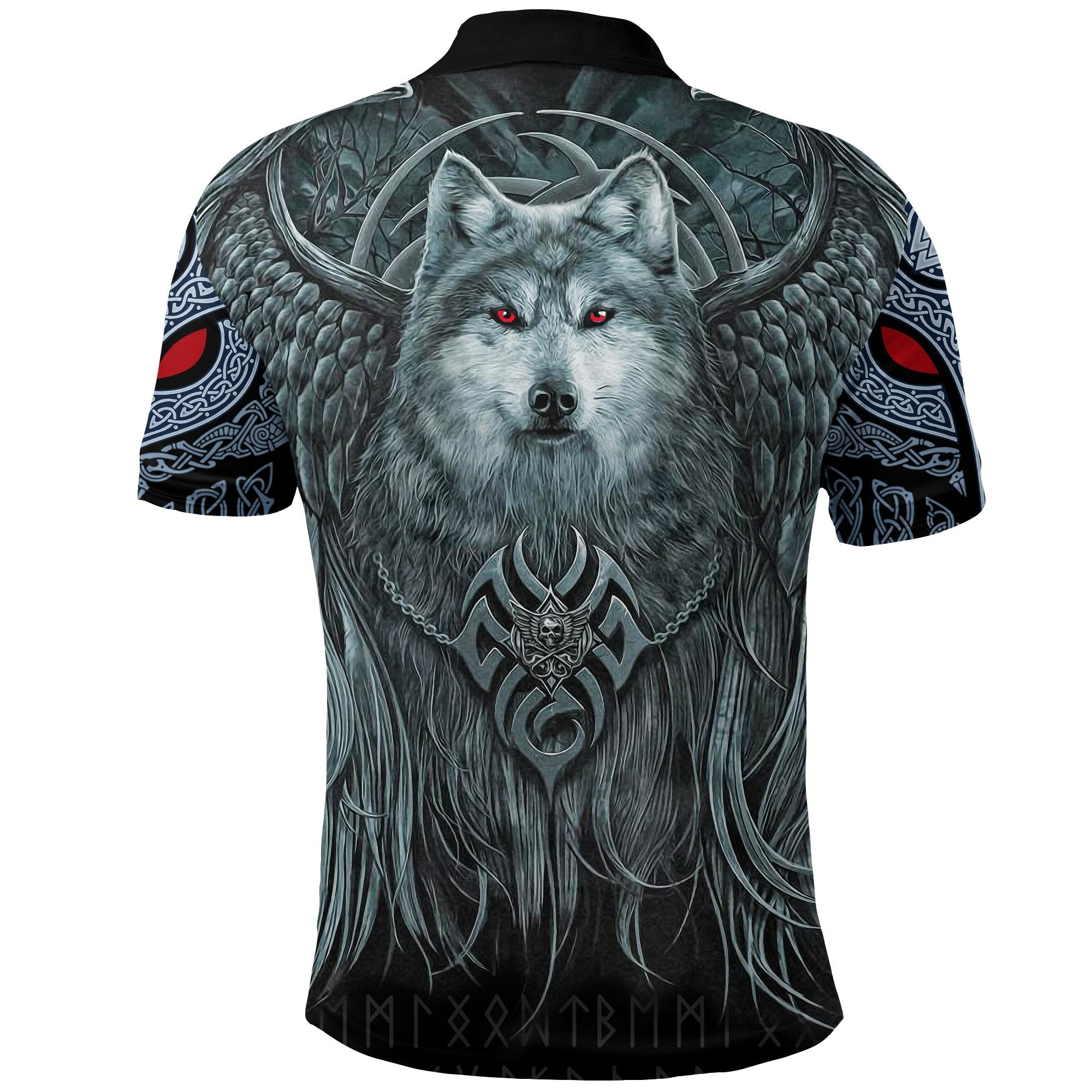 Viking Polo Shirt Spiral Wolf Spirit