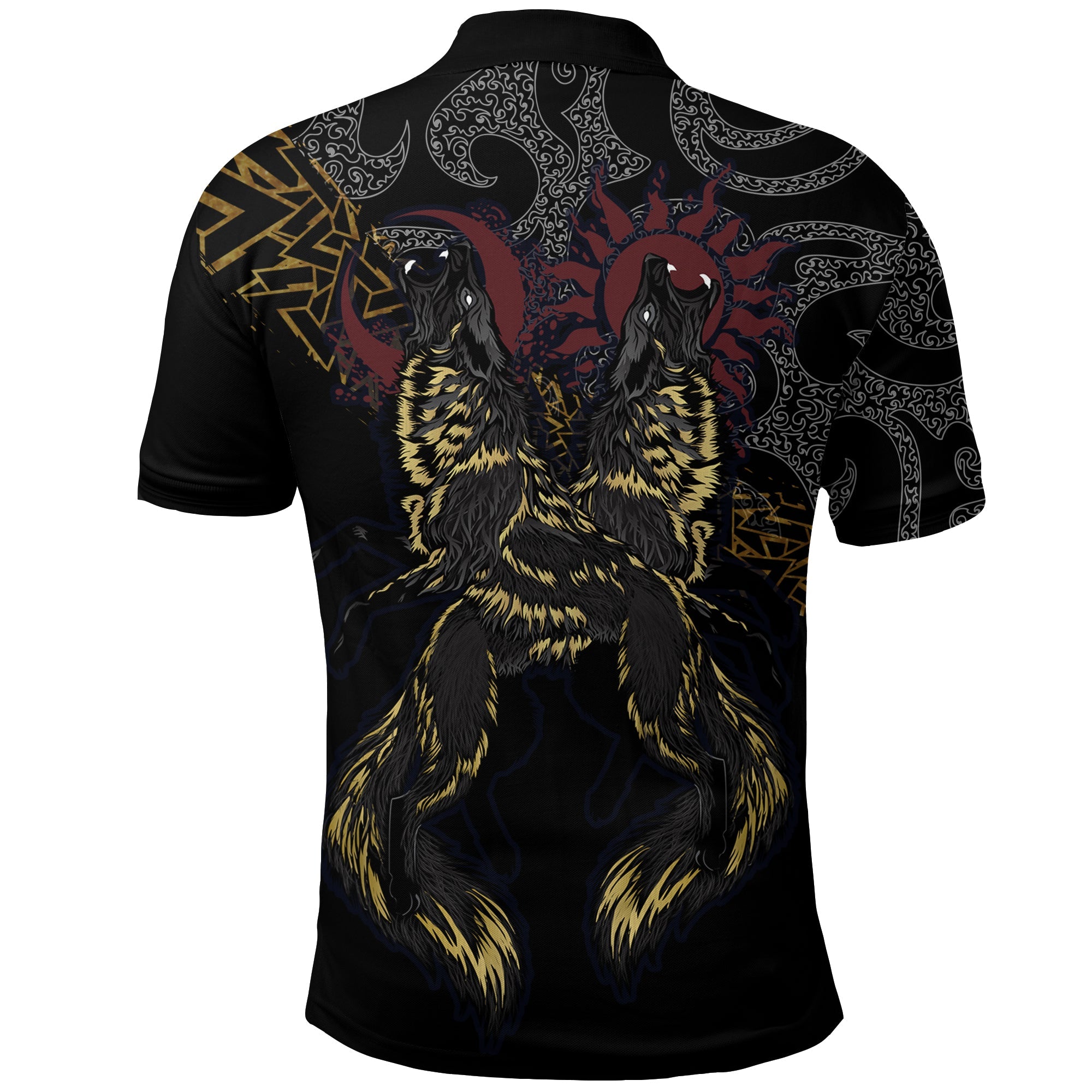 Viking Polo Shirt Viking Wolfs Skoll and Hati