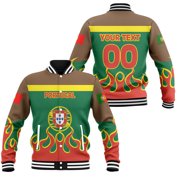 Portugal Baseball Jacket Flag & Coat Of Arms Fire Hockey Style