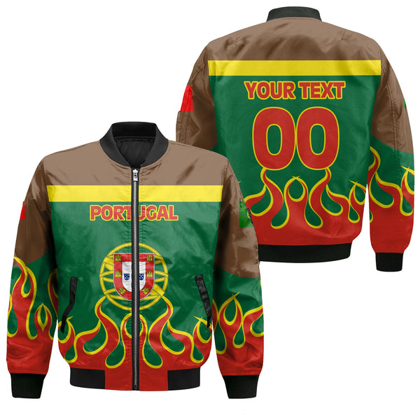 Portugal Bomber Jacket Flag & Coat Of Arms Fire Hockey Style