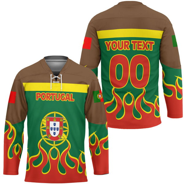 Portugal Hockey Jersey Flag & Coat Of Arms Fire Hockey Style