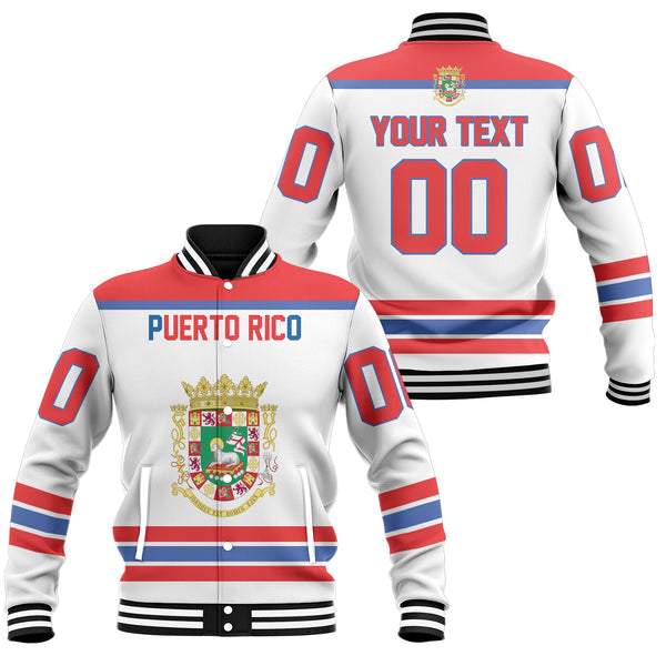 Puerto Rico Baseball Jacket Flag & Coat Of Arms Hockey Style