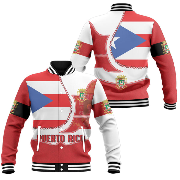 Puerto Rico Baseball Jacket Flag & Coat Of Arms Leather Style